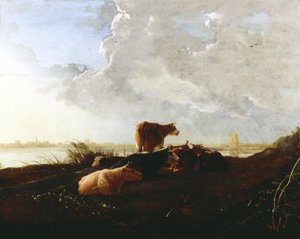 川の近くの牛 作： Aelbert Cuyp